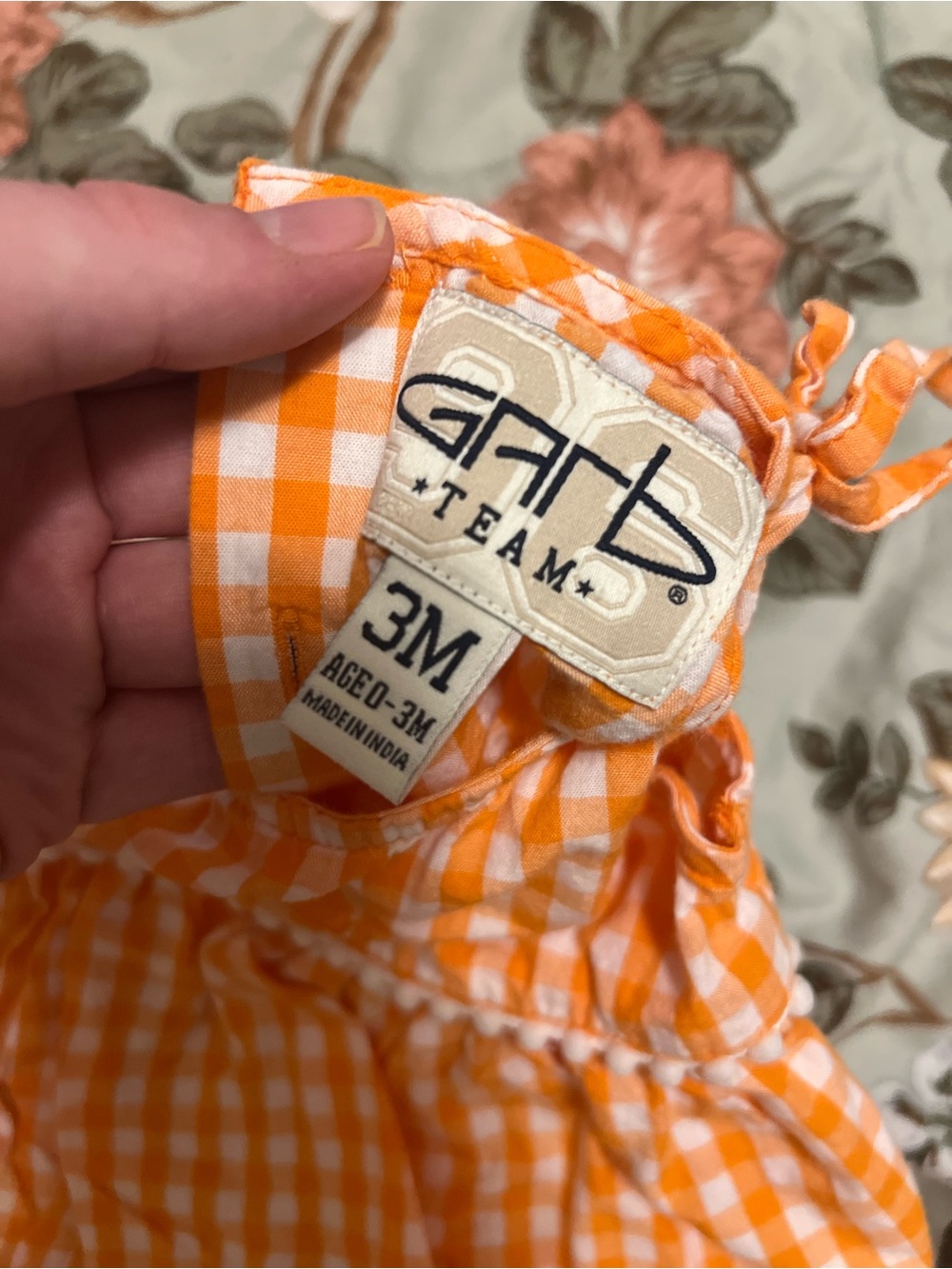 University of Tennessee T Orange and White Gingham Baby Romper - Picture 2 of 3